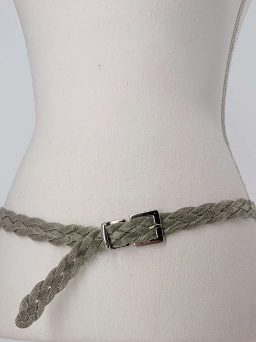 Vintage Silvertone Braided Belt SILVER Pre-owned